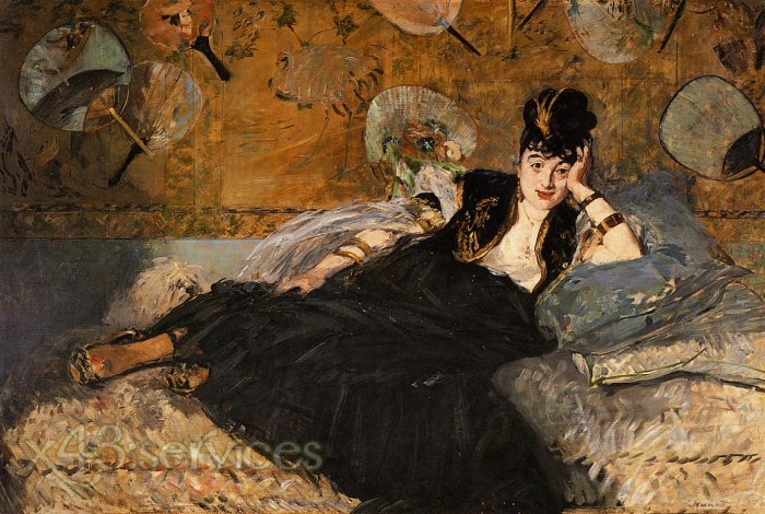 Edouard Manet - Dame mit Faecher Portrait der Nina Callais - Lady with Fans Portrait of Nina de Callais - zum Schließen ins Bild klicken